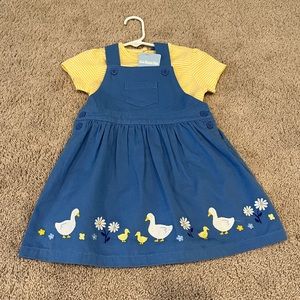 Duck Appliqué Pinafore Dress Set